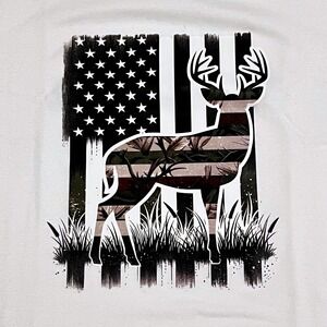 Deer Hunter V-Neck T-Shirt White Large NEW